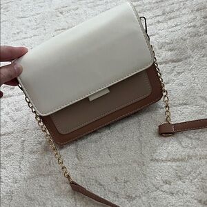 Elegant Cream and Brown Women's Crossbody Bag